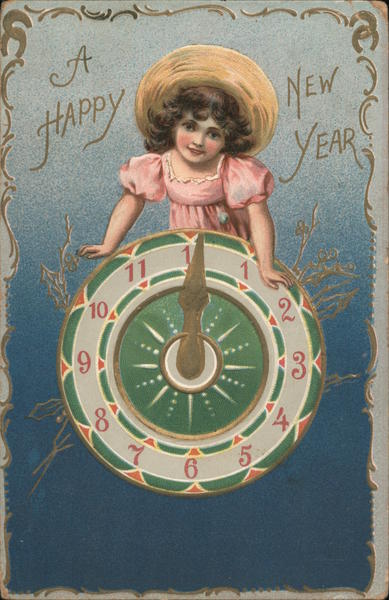 A Happy New Year Children Postcard