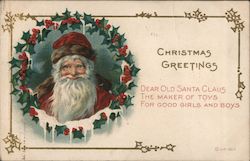 Christmas Greetings Santa Claus Postcard Postcard Postcard