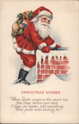 Christmas Wishes When Santa Comes On This Year's Trip, And Stops Before Your Door Santa Claus Postcard Postcard Postcard