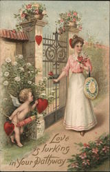 Love is Lurking in Your Pathway Cupid Postcard Postcard Postcard