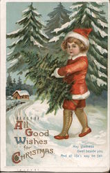 All Good Wishes for Christmas Children Postcard Postcard Postcard