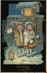 Glucklichs neues Jahr (Happy New Year) Children Postcard Postcard Postcard