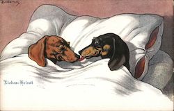 Liebes-Heirat (Dachshunds) Postcard