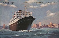 N.Y.K Line M.S. "Asama Maru" 17,000 Gross Tons California-Orient Service Steamers Postcard Postcard Postcard