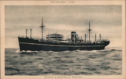 Wilhelmsen Lines Ship - Africa & Australia Service Postcard