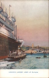 London's Largest Liner, off Boulogne. Atlantic Transport Line. Postcard