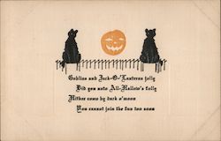 Goblins and Jack-O-Lanterns Jolly, Embossed Postcard