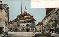 Market and Town Hall Stein am Rhein, Switzerland Postcard Postcard Postcard