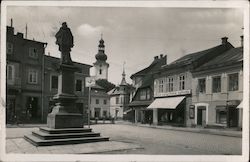 Statue of Saint John of Nepomuk, Masaryk Square Rožnov pod Radhoštěm, Czech Republic Eastern Europe Postcard Postcard Postcard