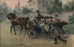 Greetings - People in Horse-drawn Carriage Postcard