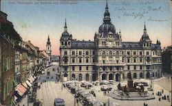 Main Square with Town Hall and Herrengasse Graz, Austria Postcard Postcard Postcard