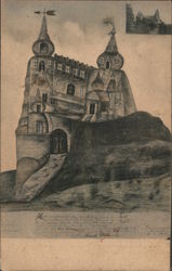 Drawing of Trosky Castle Ruins, by Sister Maria Brozková Postcard