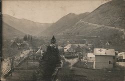 Mountain Town Scene, Red Cross on Roof, Probably Czechoslovakia WWII Postcard Postcard Postcard