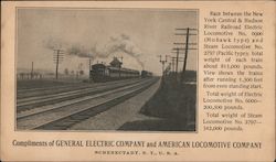 Compliments of General Electric Company and American Locomotive Company Schenectady, NY Postcard Postcard Postcard