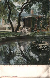 Madam Modjeska at the Fountain, at her Home Postcard