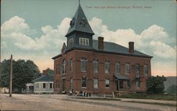 Town Hall and School Buildings Postcard