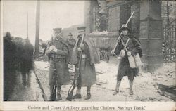 Cadets adn Coast Artillery guarding Chelsea Savings Bank Postcard