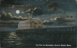 The Pier By Moonlight Revere Beach, MA Postcard Postcard Postcard