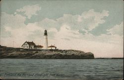 Portland Headlight from Water Postcard