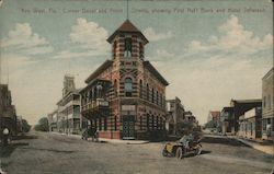 Corner Duval and Front Streets, Showing First Nat'l Bank and Hotel Jefferson Key West, FL Postcard Postcard Postcard