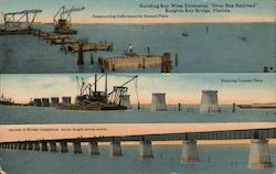 Building Key West Extension "Over Sea Railroad" Knights Key Bridge Postcard