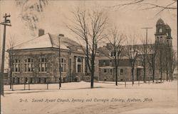 Sacred Heart Church, Rectory and Carnegie Library Hudson, MI Postcard Postcard Postcard