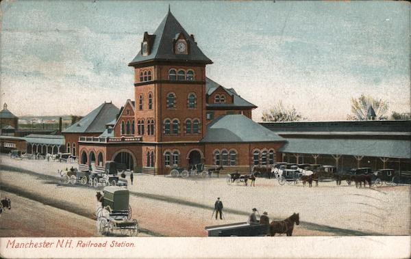 Railroad Station Manchester, NH Postcard