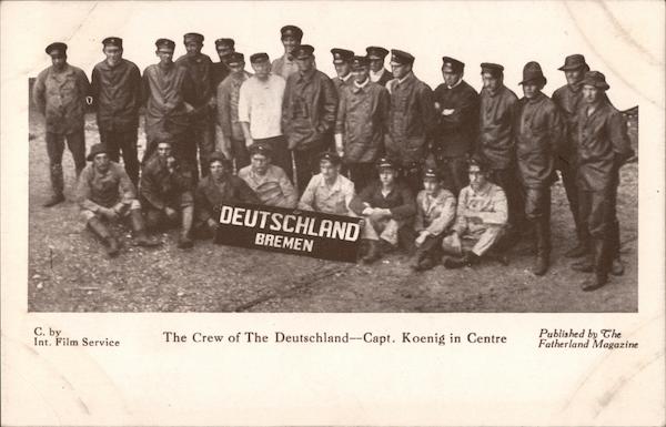 The crew of the Deutschland Capt Koenig  World War  I Postcard