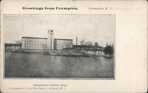 Crompton Cotton Mill Rhode Island Postcard