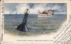 Ship approaching Thieves ledge near Boston light Steamers Postcard Postcard Postcard