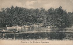 Canoeing on the Charles River at Norumbega Park Boston, MA Postcard Postcard Postcard