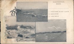 Thatchers Island Lights, Bass Rocks, Long Beach Gloucester, MA Postcard Postcard Postcard