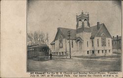 M.E. Church and Sunday School picnic -Railway car Woodland Park, NJ Postcard Postcard Postcard