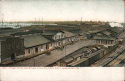 Freight Yards and Bridge Across St. John's River Postcard