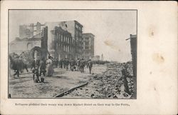 Refugees walking down Market Street on way to ferry Postcard