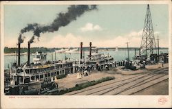 Steamboats Docking on the Missouri River Postcard