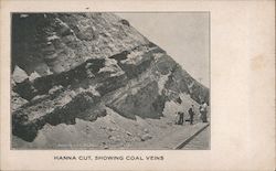 Hanna Cut showing coal veins Postcard