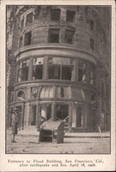 Entrance to Flood Building, after Earthquake and Fire - 1906 Postcard