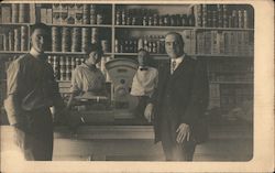 Three men and a woman in a mercantile, Scales Occupational Postcard Postcard Postcard