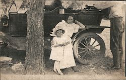 Family with old Touring Car Cars Postcard Postcard Postcard