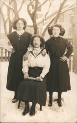 3 Women in Snow, Possibly Painter Harriet Blackstone Postcard