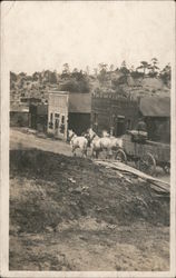 Horse-Drawn Wagon, Frontier Town Horses Postcard Postcard Postcard