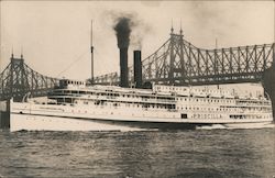 Steamship "Priscilla" passsing under bridge Postcard