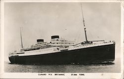 MV Britannic, Cunard Line, 27,666 Tons Steamers Postcard Postcard Postcard