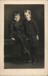 Two Children, Studio Photo Postcard Postcard Postcard