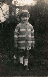 Sweet Smiling Child in Knit Sweater and Hat Postcard