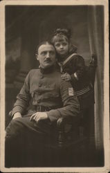 Father and Daughter Posing Postcard