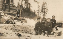 Group of Men - Hunters/Loggers in Winter Postcard Postcard Postcard