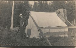 Woman with Backpack, Ready for 3 day tramp in the hills Postcard