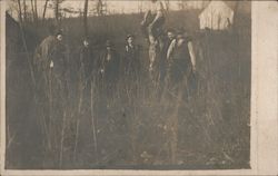 Workers with Barrels in Field Postcard